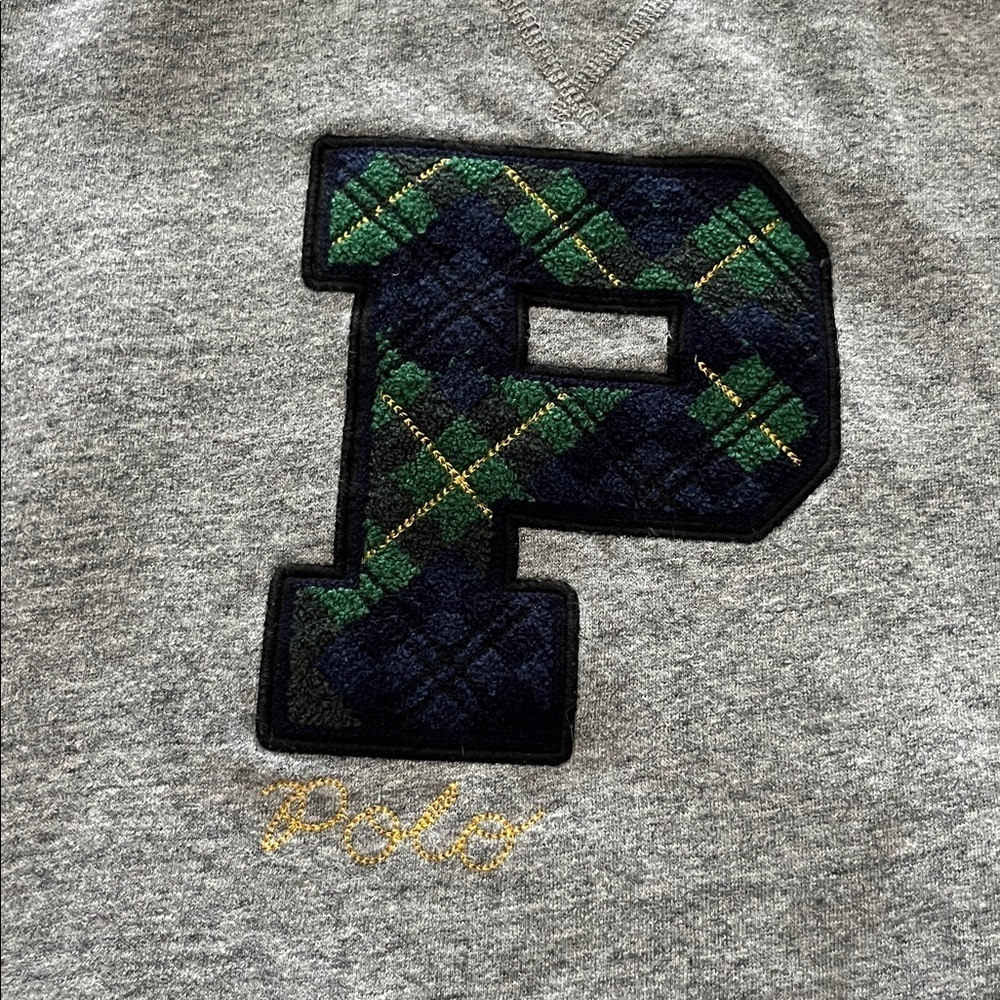 POLO RALPH LAUREN BOYS CREWNECK SWEATSHIRT LARGE (14-16) YOUTH Plaid Patch - Picture 4 of 7